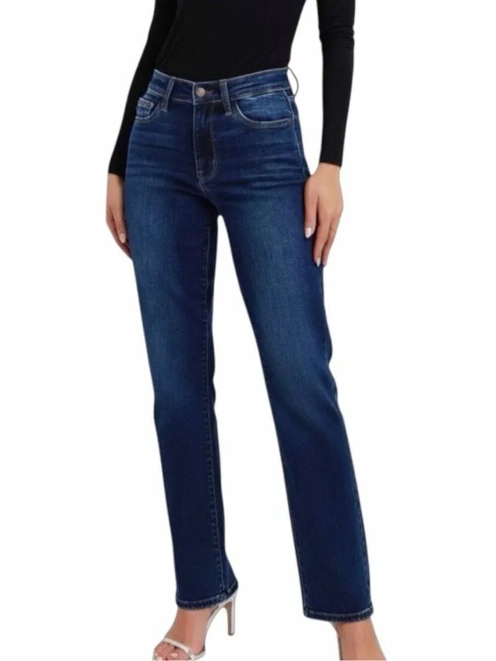 Judy Blue Jeans Women's Size 31 Straight Fit Stretch Denim JB82356 Dark Wash